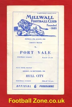 Millwall v Port Vale 1962