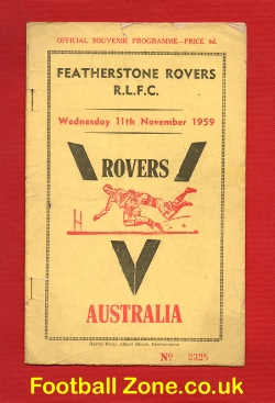 Featherstone Rovers Rugby v Australia 1959