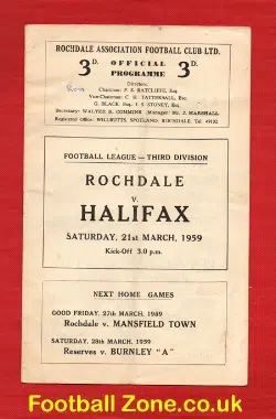 Rochdale v Halifax Town 1959