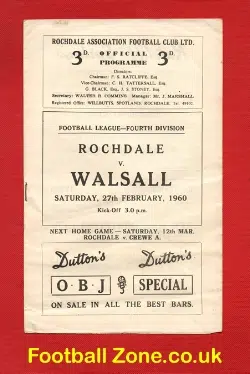 Rochdale v Walsall 1960
