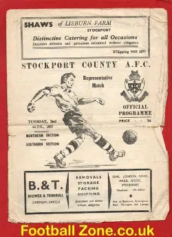 Northern Section v Southern Section 1957 - at Stockport County