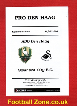 ADO Den Haag v Swansea City 2010 + Teamsheet + Card