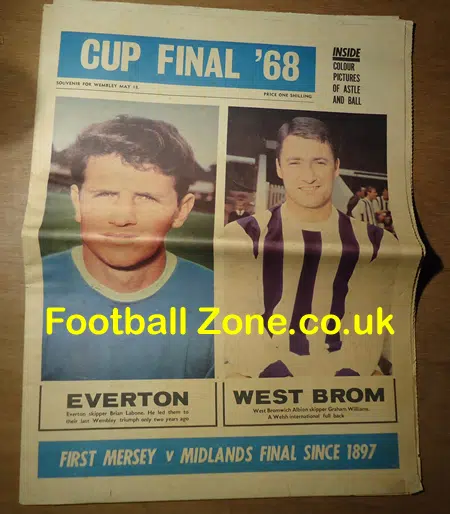 West Bromwich Albion v Everton 1968 Cup Final + Newspaper