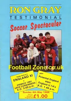Ron Gray Testimonial Benefit Match Ipswich Town 1981