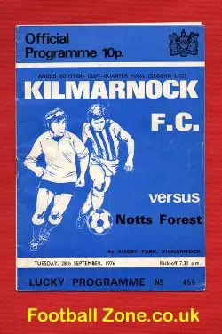 Kilmarnock v Nottingham Forest 1976 - Signed Autographed