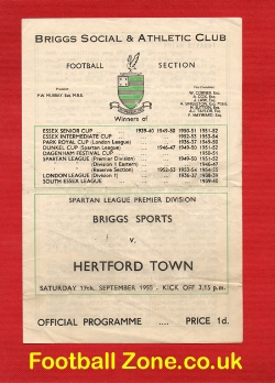 Briggs Sports v Hertford Town 1955 – Spartan League