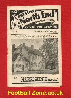 Preston North End v Portsmouth 1954 - Signed Autographed