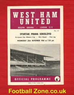 West Ham United v Spartak Praha Sokolovo 1964 – ECWC