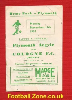 Plymouth Argyle v Cologne 1957 – Germany