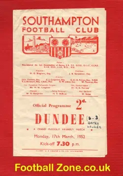 Southampton v Dundee 1952 - Floodlight Friendly