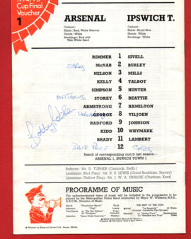 Arsenal v Ipswich Town 1974 – SIGNED by Bobby Robson