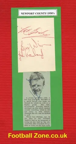 Newport County Multi Autographs 1950s