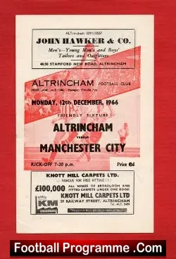 Altrincham v Manchester City 1966 – Friendly Match