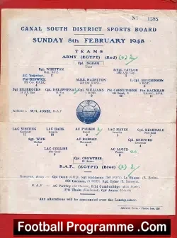 Army v Royal Air Force RAF 1948 – Canal South District – Egypt
