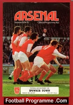 Arsenal v Ipswich Town 1974 - SIGNED by Bobby Robson - football programme