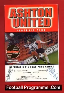 Ashton United v Manchester City 2001 – Pre Season – Signed