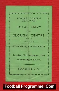 Boxing – Royal Navy v Slough Centre 1948 Boxing Match Programme