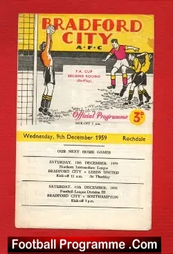 Bradford City v Rochdale 1959 - football programme