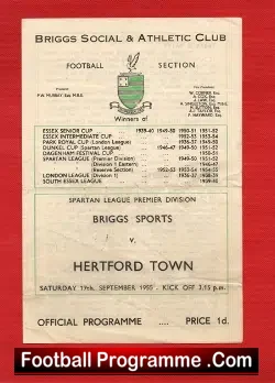 Briggs Sports v Hertford Town 1955 – Spartan League