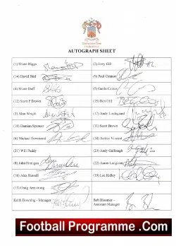 Cheltenham Town Genuine Signed Autograph Sheet – 2000’s