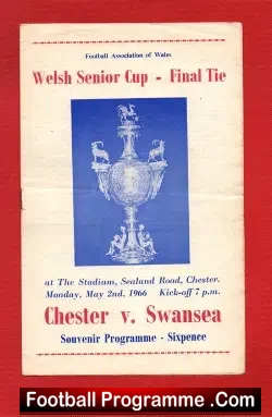 Chester v Swansea 1966 - Welsh Senior Cup Final - football programme