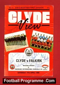 Clyde v Falkirk 1990 Multi Autographs - football programme