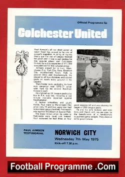Colchester United v Norwich City 1975 - football programme