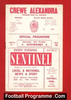 Crewe Alexandra v Stockport County 1960 - Signed - football programme