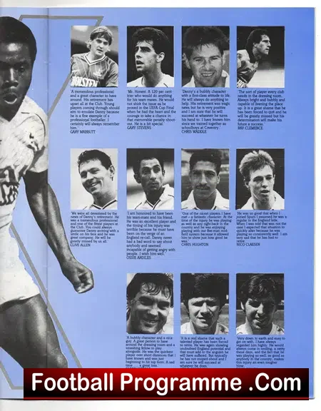 Danny Thomas Testimonial Tottenham v Man Utd 1988 Multi Autographed Signed