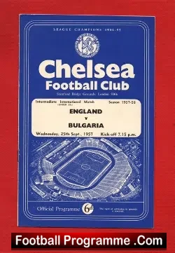 England v Bulgaria 1957 – at Chelsea – Brian Clough