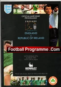 England v Ireland 1991 – Plus Match Ticket U21 – Under 21
