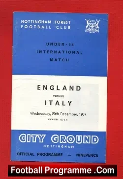 England v Italy 1967 – U23 at Nottingham Forest – Emlyn Hughes