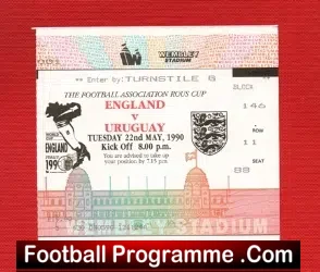 England v Uruguay 1990 – Football Ticket