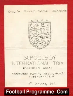 English Schools International Trial 1965 at Stoke – A Gray !
