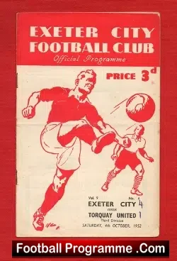 Exeter City v Torquay United 1952 – Signed Dick Walton