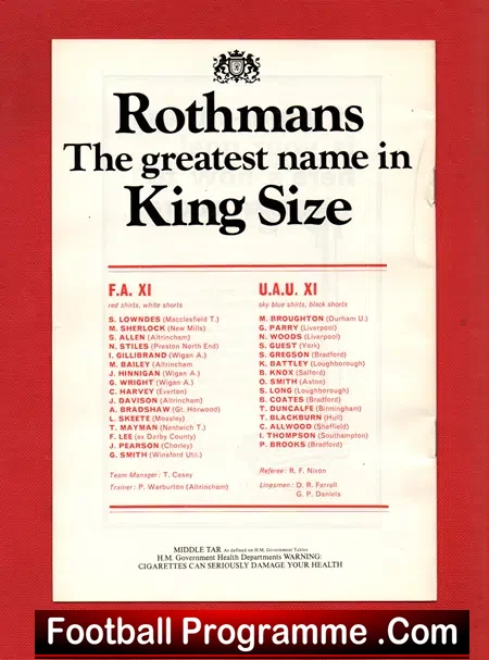 FA XI v Universities Athletic 1978 – Altrincham – Nobby Stiles