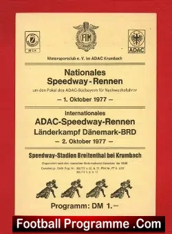 Germany Speedway Programme 1977 – Rennen