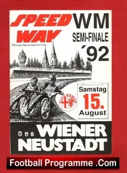 Germany Speedway Programme 1992 – Semi Final Wiener Neustadt