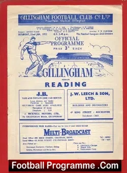 Gillingham v Reading 1955 - football programme