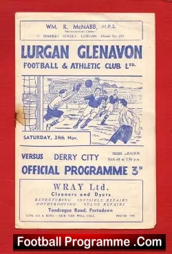 Glenavon v Derry City 1956