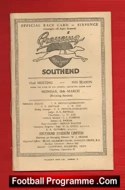 Greyhound Racing Programme Southend 18th March 1935
