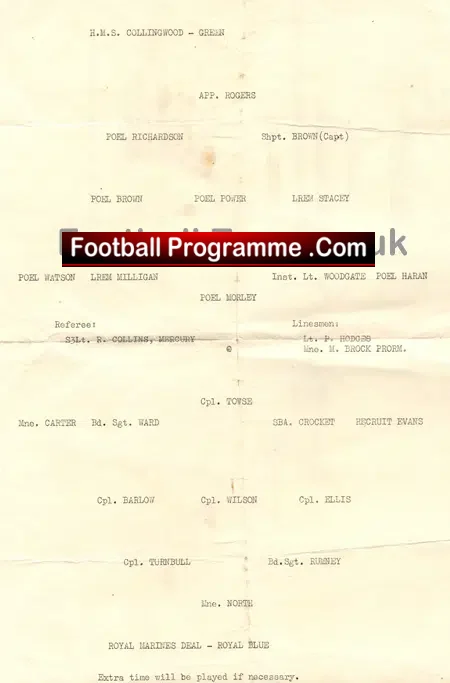 HMS Collingwood v Royal Marines – Deal 1964