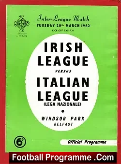 Irish League v Italian League 1962 – Windsor Park Belfast