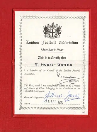 London Football Association Council Members Pass Book 1990 1991