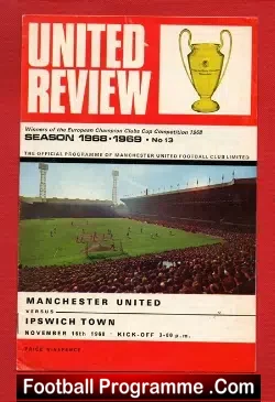 Manchester United v Ipswich Town 1968 - football programme