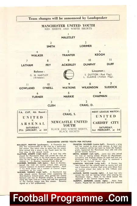 Manchester United v Newcastle United 1962 – Youth Match