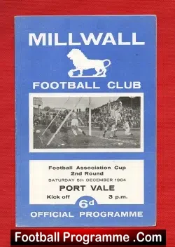 Millwall v Port Vale 1964 - football programme