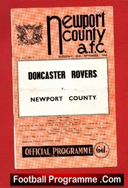 Newport County v Doncaster Rovers 1965 – Multi SIGNED