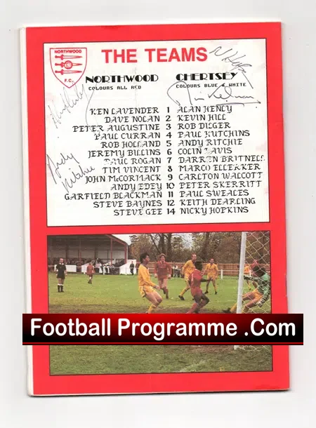 Northwood v Chertsey Town 1992 – Multi Autographed SIGNED
