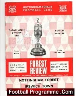Nottingham Forest v Ipswich Town 1968 – Signed